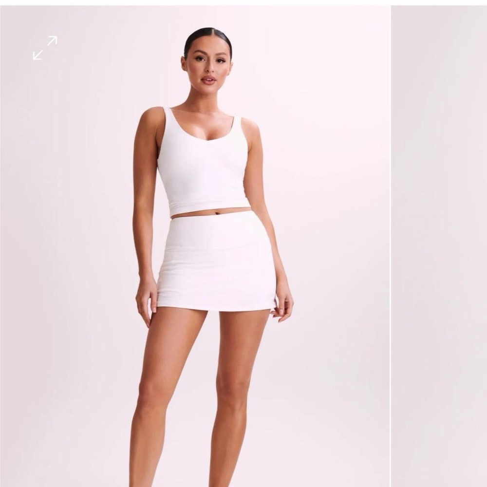 Meshki white Nadine athletic tank top and skirt tennis set